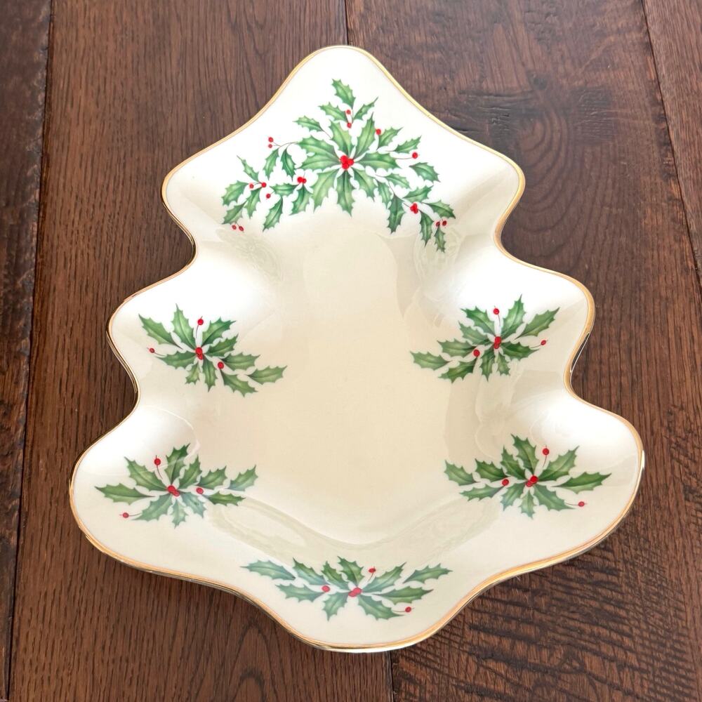 Vintage Lenox Christmas Tree Candy Dish – Holiday Porcelain Serving Dish